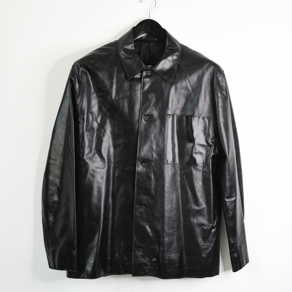 NICOLE FAHRI JEANS/Preowned Leather Shirt in Black size Medium